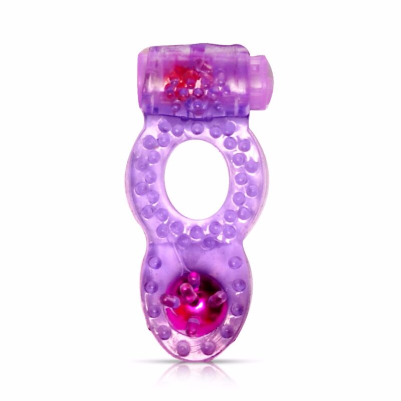 ANEL PENIANO COM VIBRO DUPLO ESTIMULA CLITÓRIS E ANUS - CORES SORTIDAS