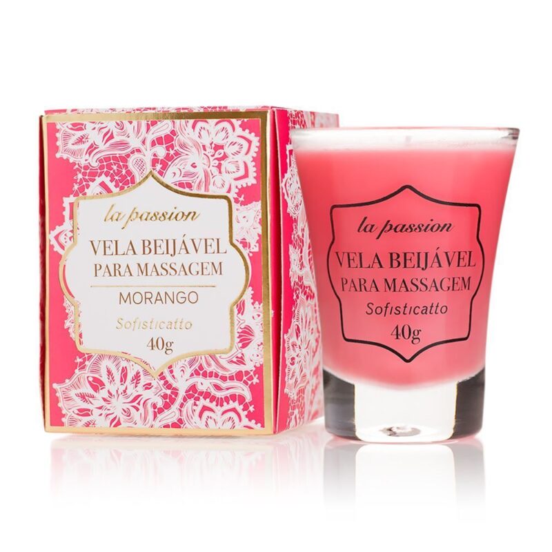 VELA PARA MASSAGEM SENSUAL - AROMA AFRODISÍACO MORANGO - 40g