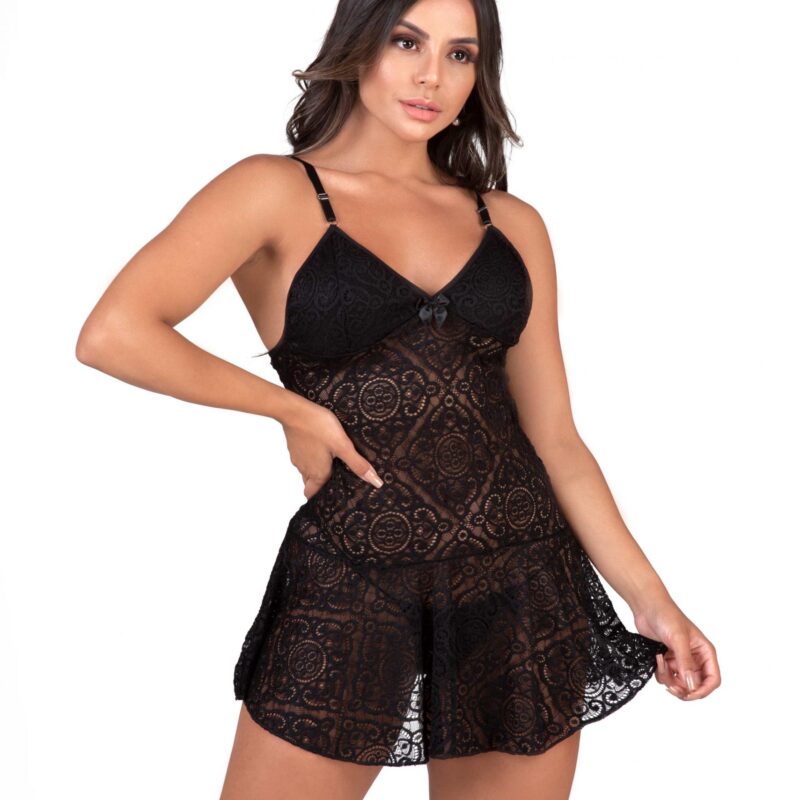 CAMISOLA RENDA SUPER SEXY - PRETO OUSADIA