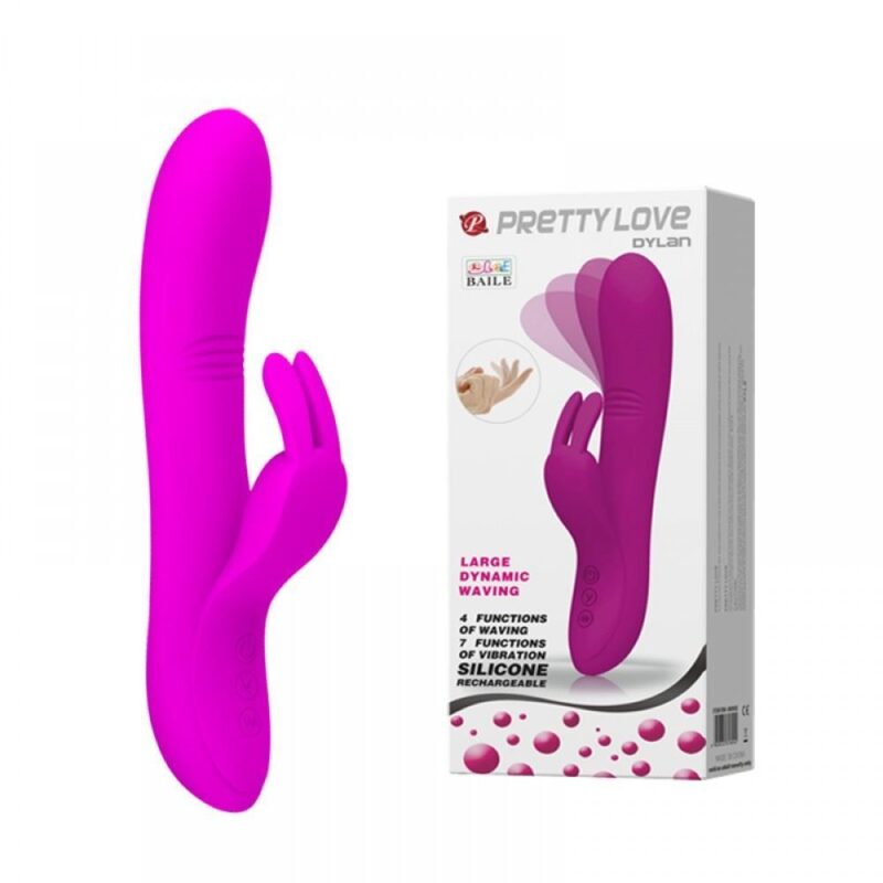 VIBRADOR DO PONTO G COM COELHO ESTIMULADOR DE CLITÓRIS - RECARREGÁVEL E A PROVA D'AGUA - PURO SILICONE DE ALTO LUXO - 07 NÍVEIS DE VIBRAÇÃO - PRETTY LOVE
