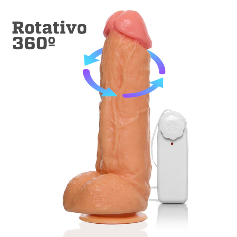 PÊNIS ROTATIVO KONG MUITO GROSSO COM VIBRADOR EXTERNO MULTI VELOCIDADE 20 X 6 CM