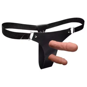 CINTA PENIANA DUPLA COM DOIS PÊNIS REALÍSTICOS 20X4,5 E 13X4 CM