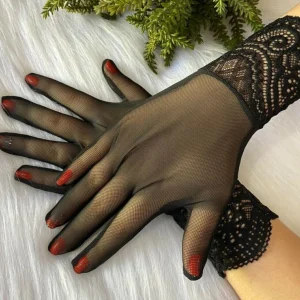 LUVAS DE LUXO EM TULE COM RENDA - PRETO SEDUÇÃO