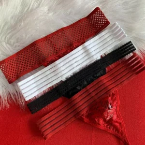 CALCINHA ERÓTICA SENSUAL COM ELÁSTICO NA CINTURA - VERMELHA OU PRETA