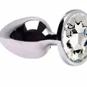 PLUG ANAL PEQUENO - METAL CROMADO EM AÇO INOX -  PEDRA TRANSPARENTE