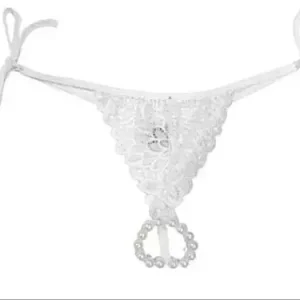 CALCINHA ERÓTICA SENSUAL COM PÉROLAS ESTIMULADORAS - BRANCA