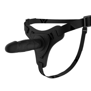 PÊNIS SUPER REALÍSTICO SUPER PEQUENO E RÍGIDO COM CINTA REFORÇADA - 10X2,5CM - PRETO