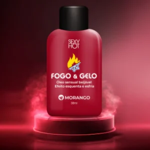 GEL COMESTÍVEL PARA PARA SEXO ORAL ESQUENTA E GELA DUPLA SENSAÇÃO FOGO E GELO - MORANGO