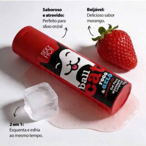 BALL CAT - GEL LUBRIFICANTE PARA SEXO ORAL COM EFEITO ESQUENTA E ESFRIA SABOR MORANGO ICE