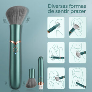 VIBRADOR RECARREGÁVEL FORMATO PINCEL DE MAQUIAGEM COM 08 MODOS DE VIBRAÇÃO