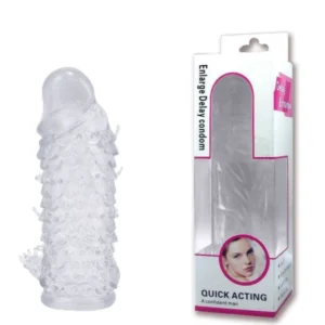 CAPA PENIANA EM SILICONE COM SALIÊNCIAS MASSAGEADORAS - 14 X 4 CM