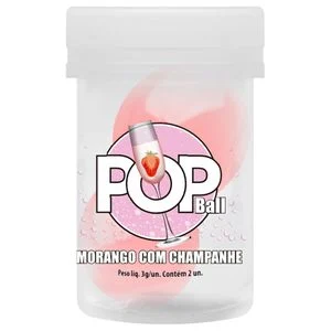 BOLINHA EXPLOSIVA EXCITANTE BEIJÁVEL - POP BALL MORANGO COM CHAMPANHE
