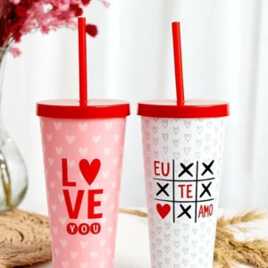 KIT 02 COPOS LOVE - DUPLA PERFEITA PARA COMEMORAR O DIA DOS NAMORADOS JUNTINHOS