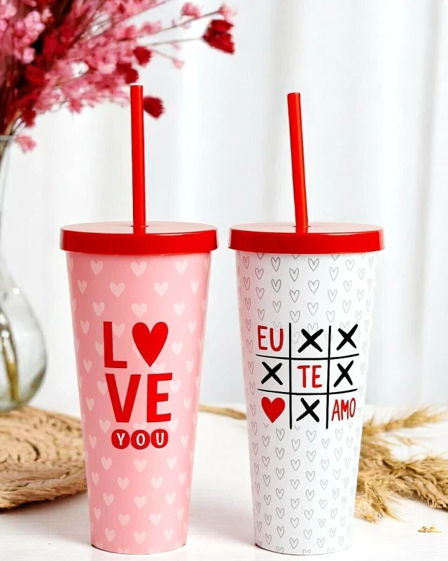 KIT 02 COPOS LOVE - DUPLA PERFEITA PARA COMEMORAR O DIA DOS NAMORADOS JUNTINHOS