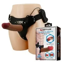 CAPA PENIANA COM VIBRO E CINTA - MARROM 17,5 X 4,8CM - PRETTY LOVE