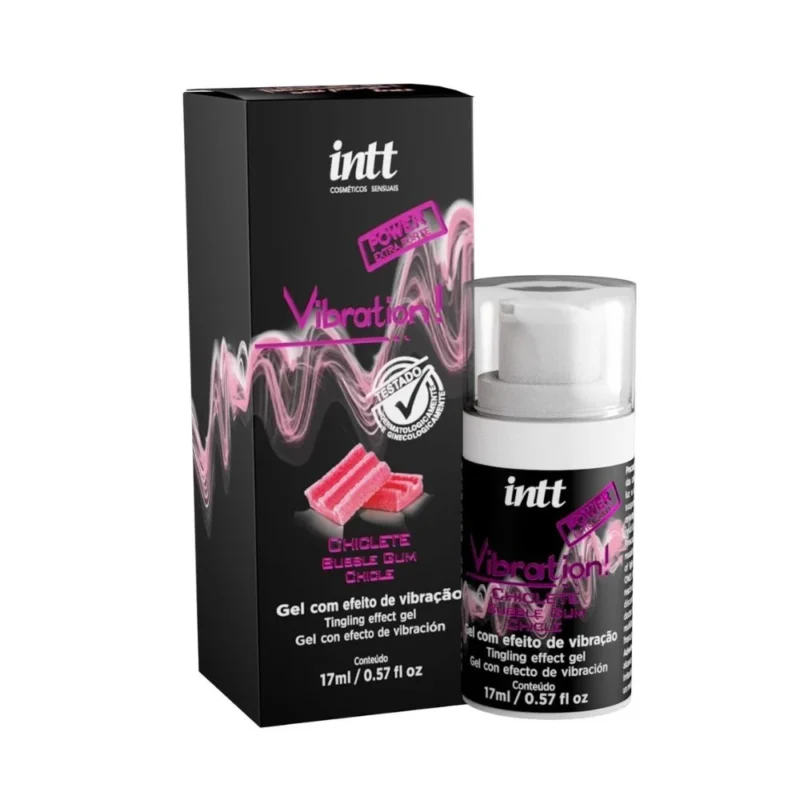 EXCITANTE GEL VIBRADOR LIQUIDO ELETRIZANTE BEIJÁVEL SABOR CHICLETE - VIBRATION DA INTT COSMÉTICOS