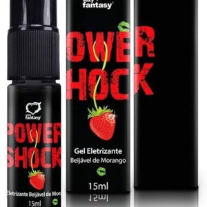 EXCITANTE GEL VIBRADOR LIQUIDO ELETRIZANTE BEIJÁVEL POWER SHOCK - MORANGO
