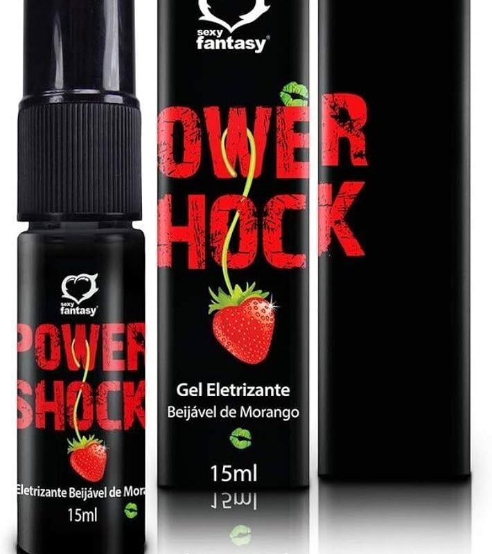 EXCITANTE GEL VIBRADOR LIQUIDO ELETRIZANTE BEIJÁVEL POWER SHOCK - MORANGO