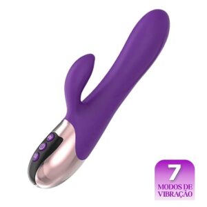 VIBRADOR COM AQUECIMENTO E ESTIMULADOR DE CLITÓRIS - Roxo