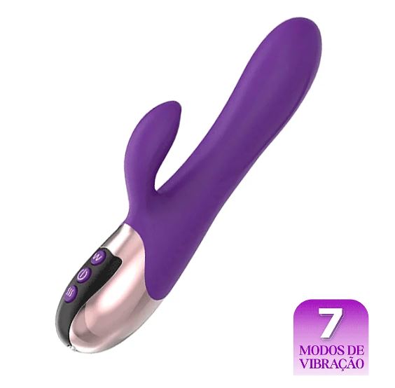 VIBRADOR COM AQUECIMENTO E ESTIMULADOR DE CLITÓRIS - ROXO