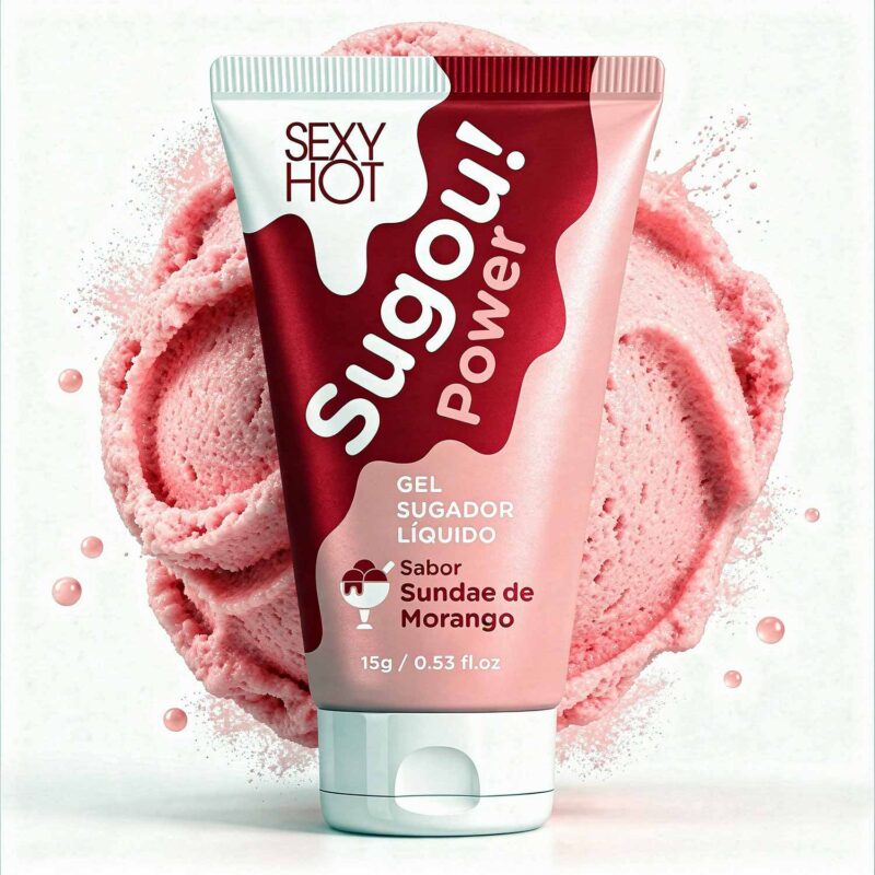 GEL SUGADOR LÍQUIDO SABOR SUNDAE DE MORANGO - SUGA, PULSA E VIBRA - SUGOU! POWER
