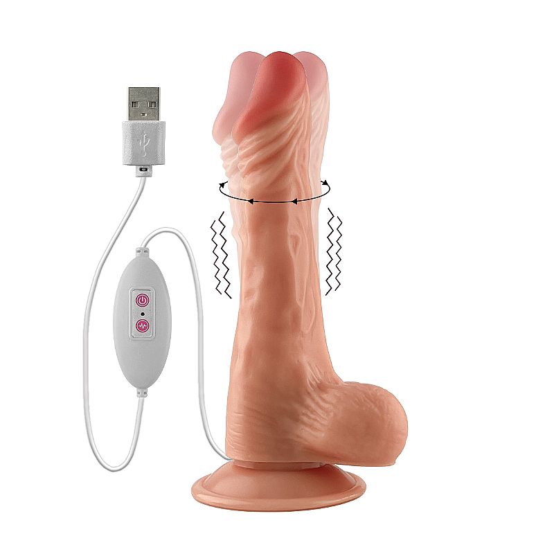 PÊNIS REALÍSTICO COM VIBRADOR ROTATIVO - 20 X 3,9 CM