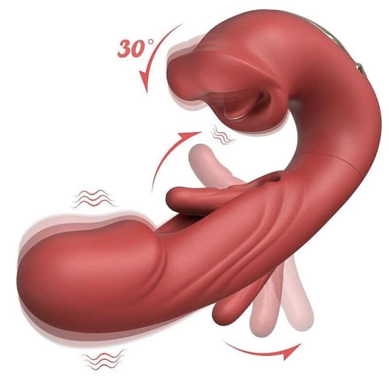 VIBRADOR DE PONTO G E CLITÓRIS SUPER LUXO COM BOCA, DEDILHAR E SLAP