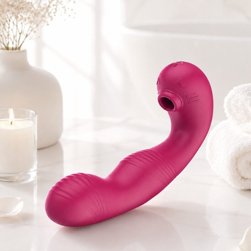 SUGADOR DE CLITÓRIS COM MOVIMENTO GIRATÓRIO E VIBRAÇÃO - PINK - RECARREGÁVEL