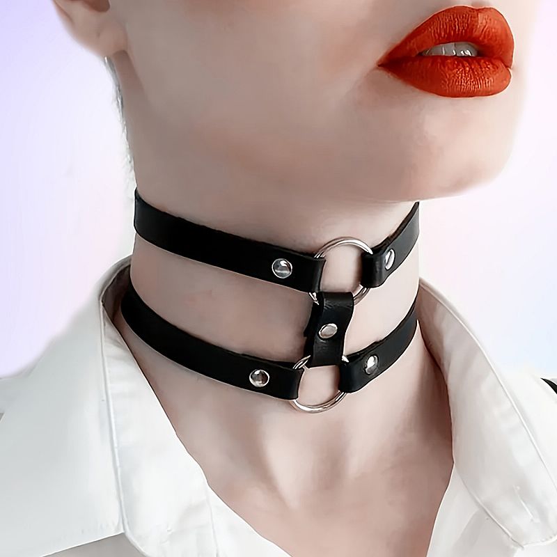 COLEIRA DUPLA FIVELA - CHOCKER REBITE