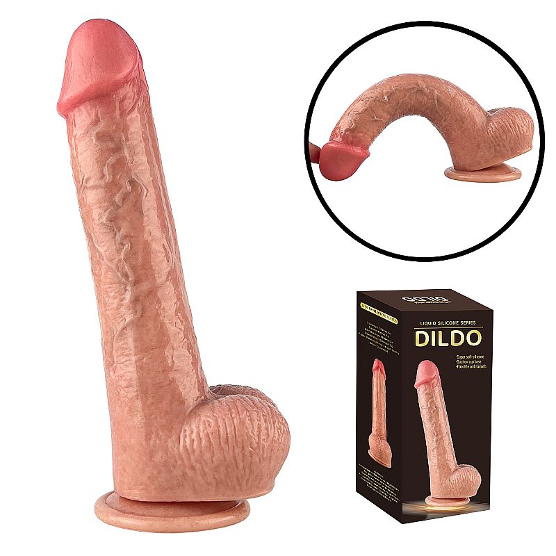 PÊNIS REALÍSTICO COM VENTOSA REMOVÍVEL EM SILICONE LÍQUIDO IDÊNTICO A PELE HUMANA - 22,5 x 4,3CM