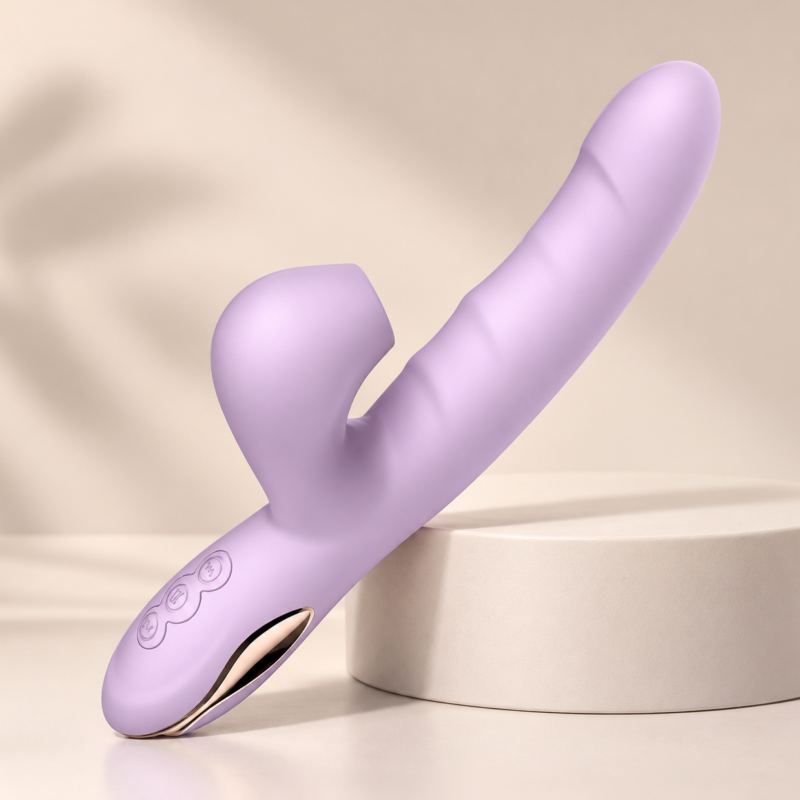 NOVO VIBRADOR 2 EM 1 COM MOVIMENTO DE SOBE E DESCE , SUGADOR DE CLITÓRIS E ESFERAS MASSAGEADORAS