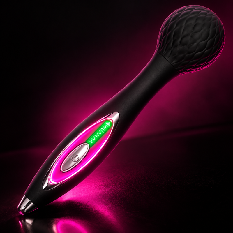 VIBRADOR RECARREGÁVEL VARINHA VIBRATÓRIA COM CABEÇA REDONDA E LUZEZ - LANÇAMENTO