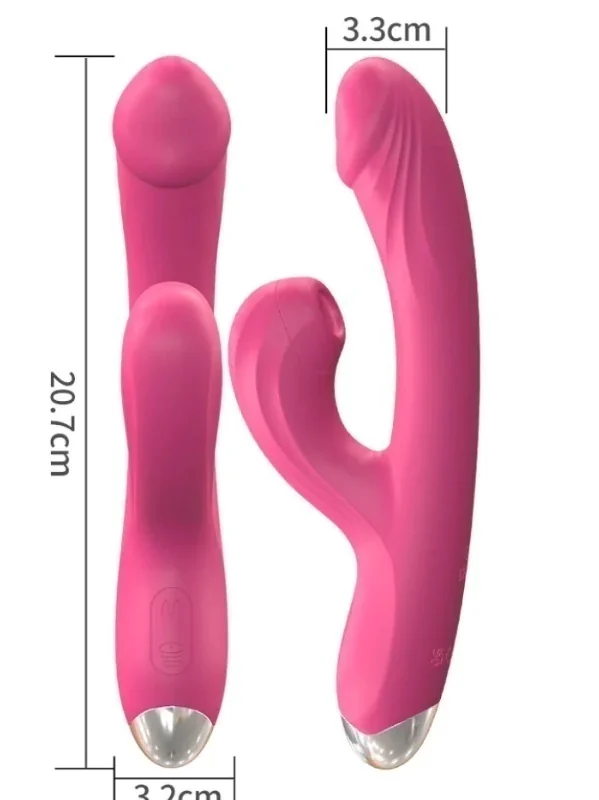 VIBRADOR DO PONTO G COM ESTIMULADOR DE CLITÓRIS RECARREGÁVEL 10 MODOS DE VIBRAÇÃO - PINK