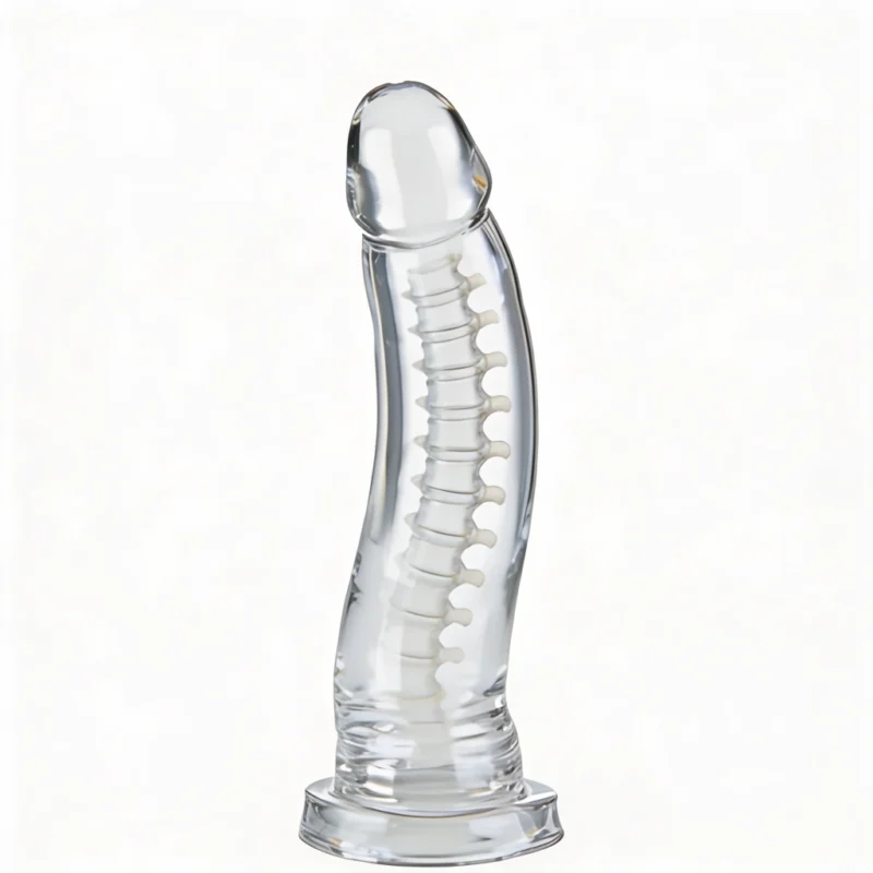 PÊNIS COM VERTEBRA DE BORRACHA TRANSPARENTE 13,5 X 3,5 CM